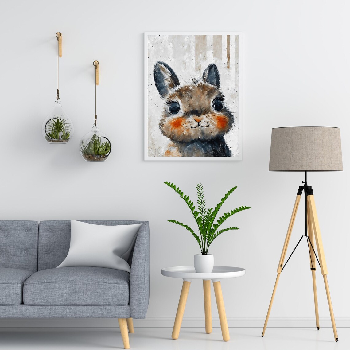 Cute Brown Baby Bunny Watercolor Portrait Fluffy Rabbit Nursery Art Print - Image 4