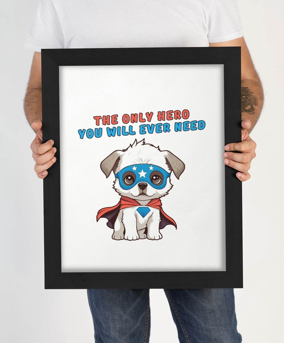 Superhero Puppy Dog Cape Mask Only Hero You Need Funny Kids Art Poster - Image 4