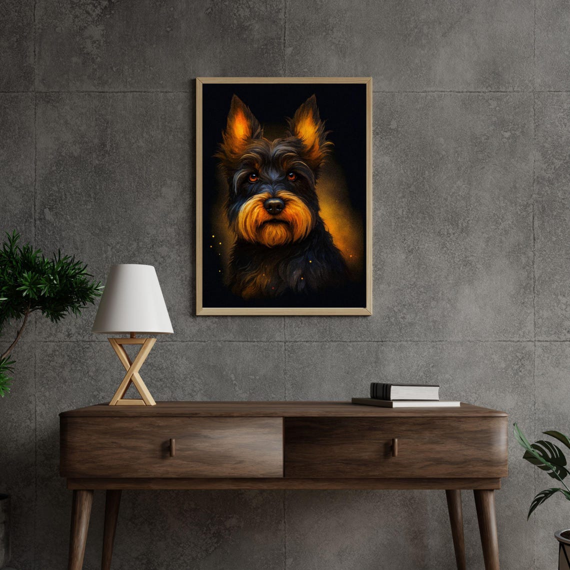 Scottish Terrier Puppy Golden Black Dramatic Dog Portrait Art Poster - Image 3