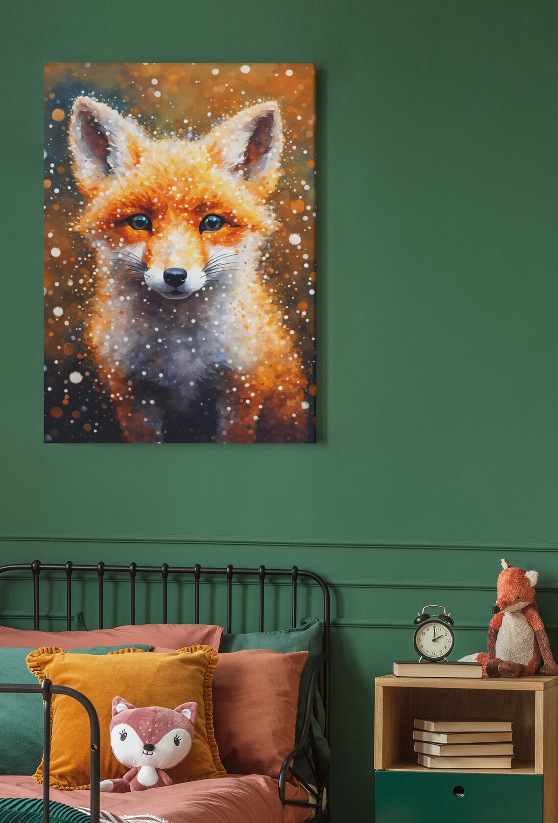 Baby Fox Kit Portrait Orange White Snow Specks Tender Nursery Art Poster - Image 4