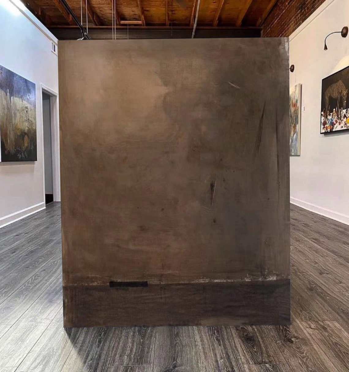 Dark Brown Misty Horizon Wabi Sabi Abstract Painting Decor Poster - Image 3