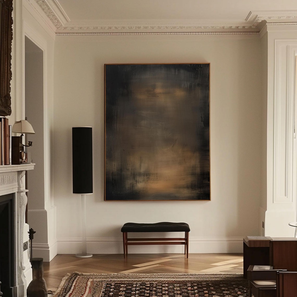 Brown Wabi Sabi Dark Bronze Abstract Textured Painting Poster - Image 2