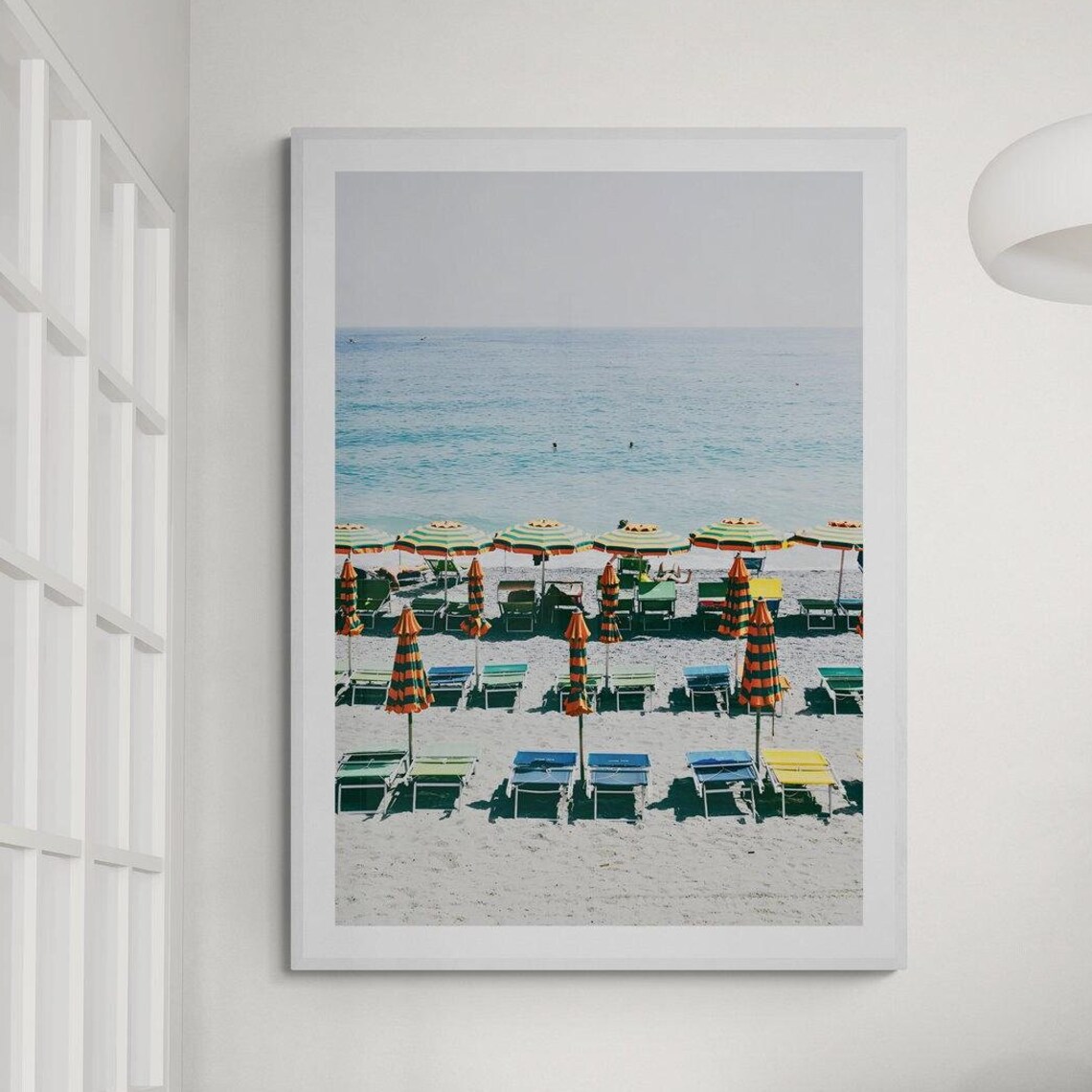 Italian Beach Umbrellas Colorful Coastal Day Fine Art Photo Poster