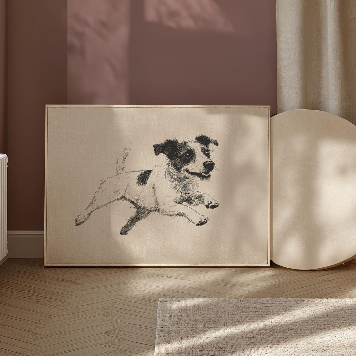Jack Russell Nursery Print Girls Room Vintage Art Running Dog Wall Art Boys Room Decor Baby Nursery Poster Dog Drawing Dog Painting - Image 2