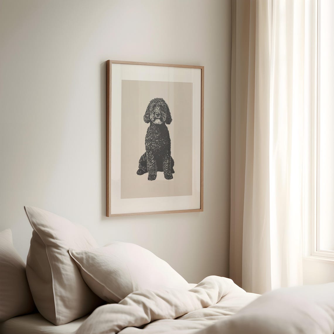 Goldendoodle Vintage Drawing Dog Art Print Dog Wall Decor Antique Vintage Painting Country Wall Art Dog Illustration Farmhouse Print - Image 2