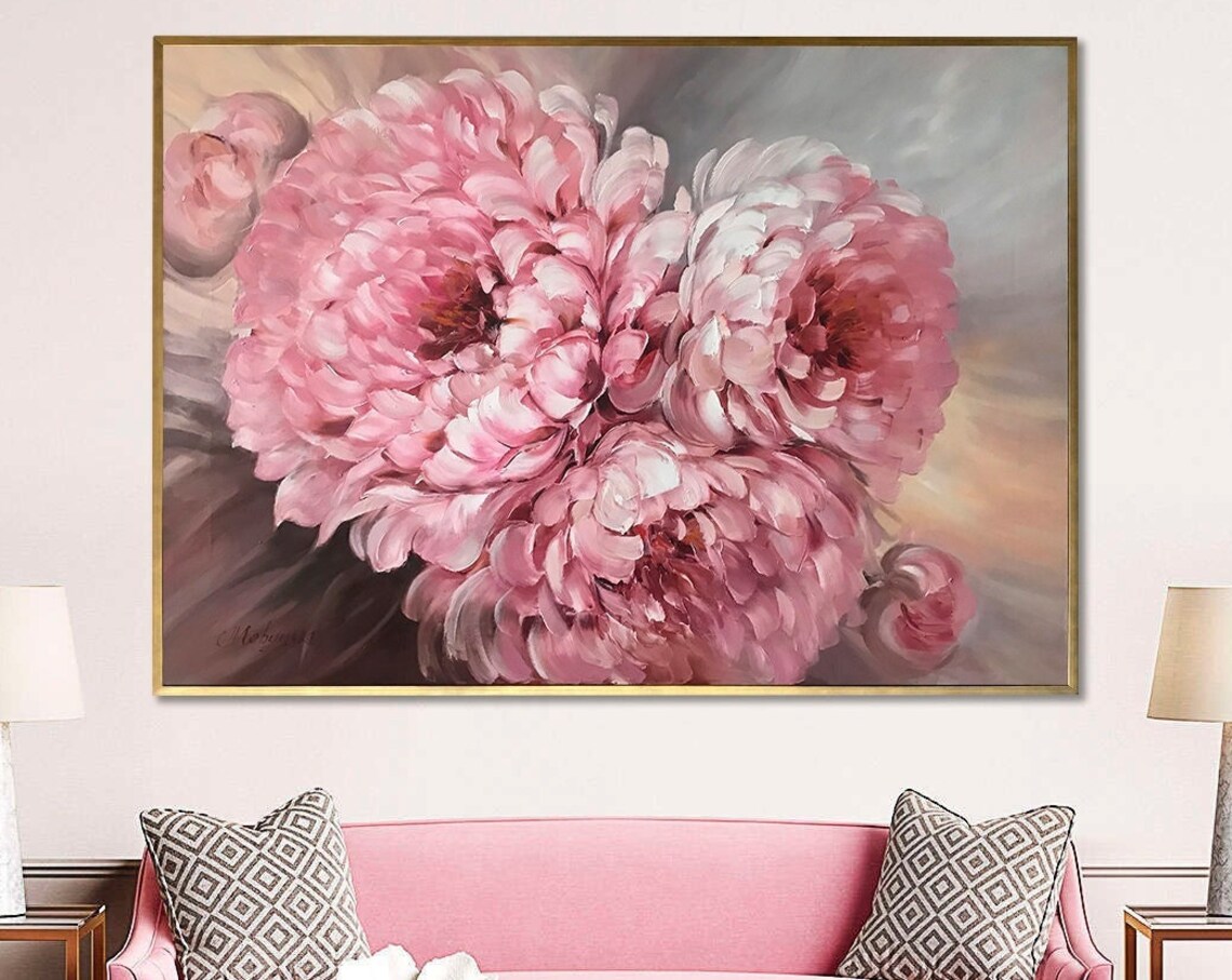Pink Peonies Oil-Painting-Style Floral Art Print