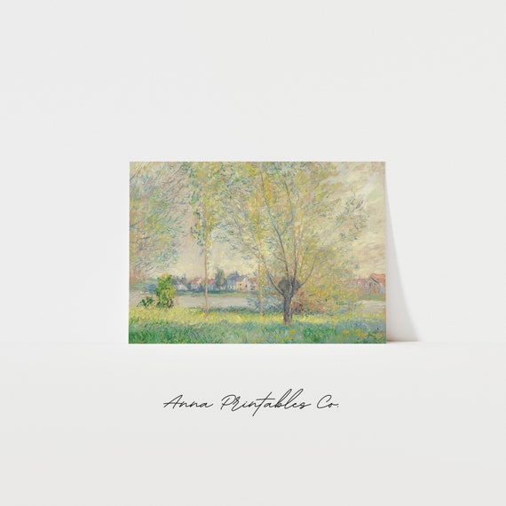 Claude Monet The Willows Painting Antique Impressionist Wall Art Vintage Fine Art Print Victorian Wall Decor