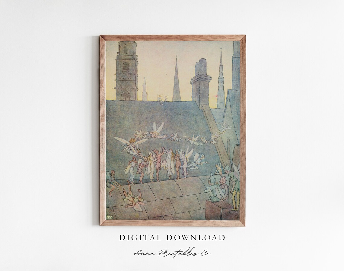 Fairy Dance Antique Storybook Illustration Print