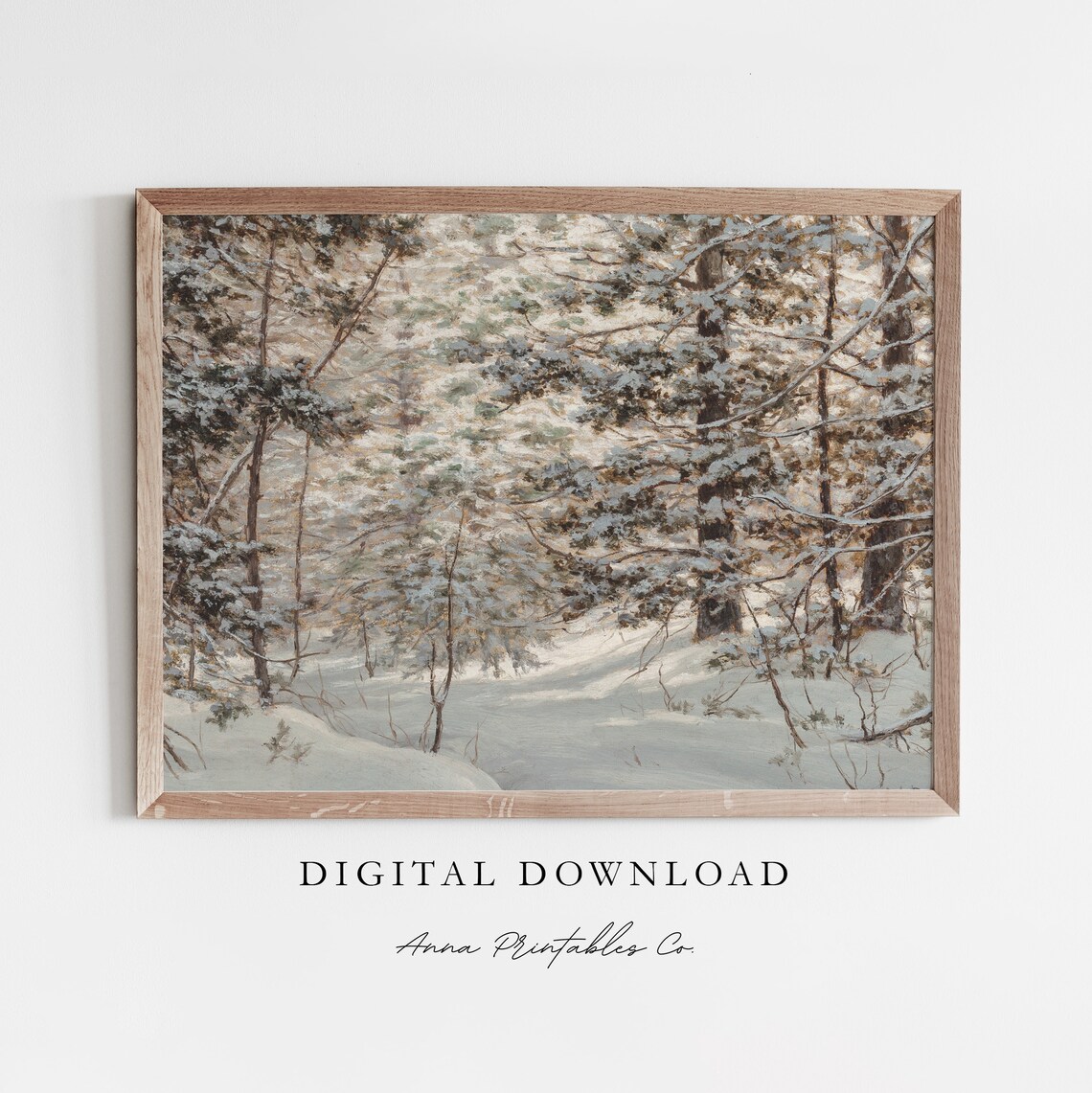 Path Through A Snowy Forest Vintage Oil Painting Art Print
