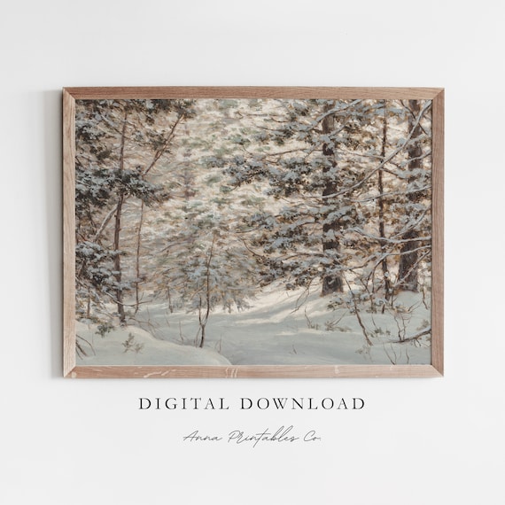 Path Through A Snowy Forest Vintage Oil Painting Art Print