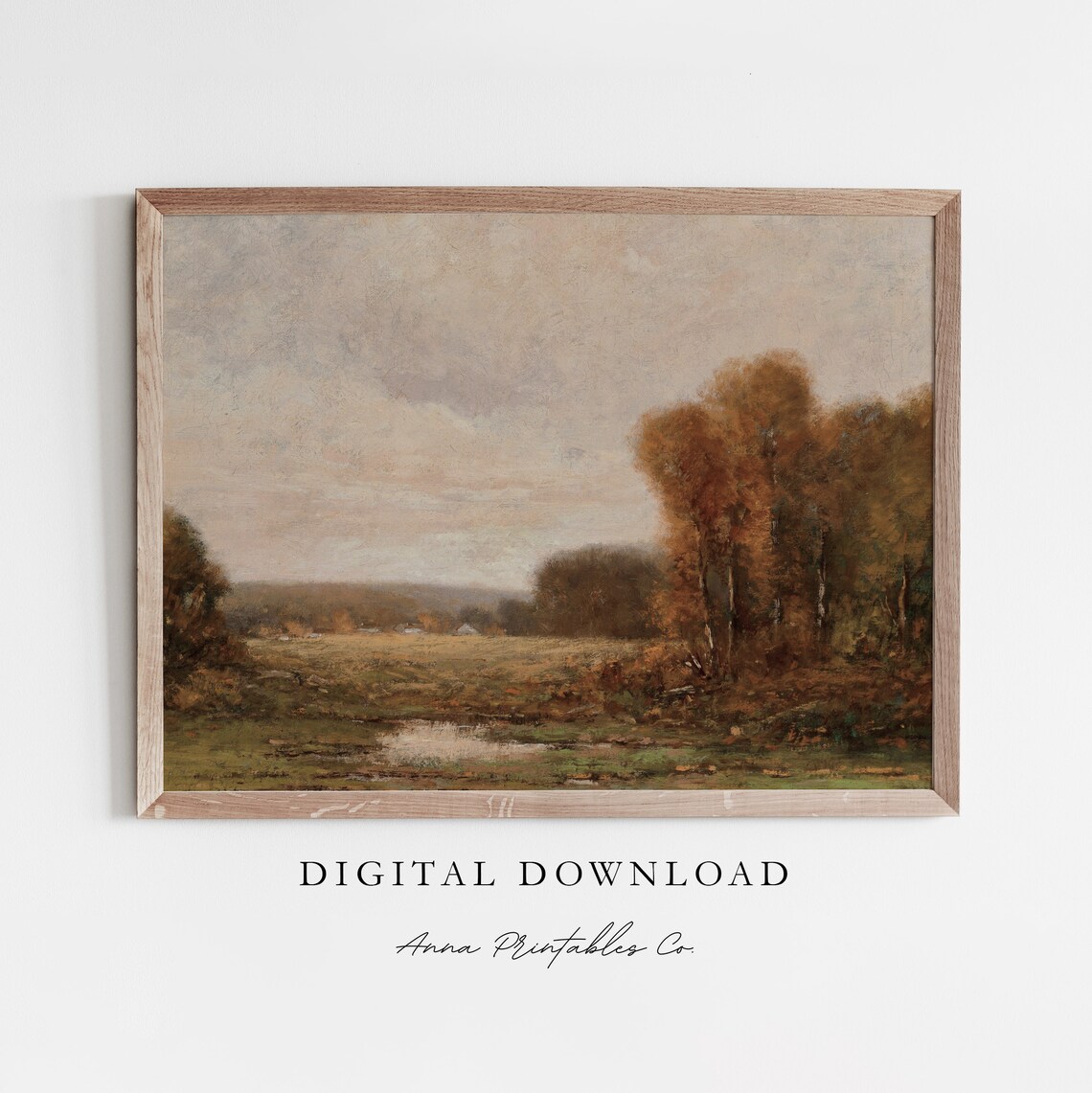 Autumn Marsh Antique Fall Wetland Landscape Oil Painting Poster