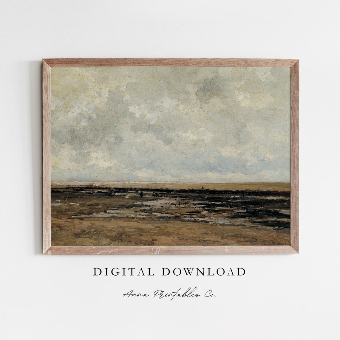 Cloudy Day At The Beach Moody Vintage Seascape Coastal Art Poster