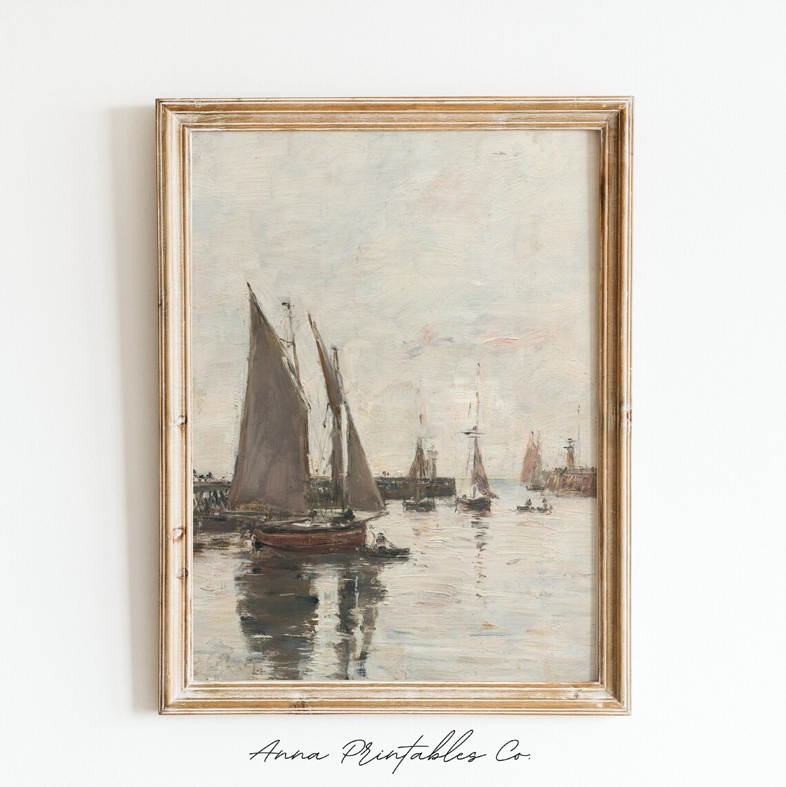 Antique Sailboats Harbor Impressionist Vintage Marine Poster - Image 2