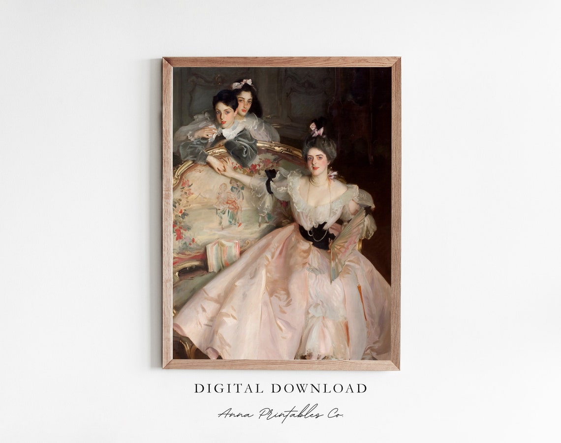 Sargent Wyndham Sisters Portrait Victorian Gowns Classical Art Poster
