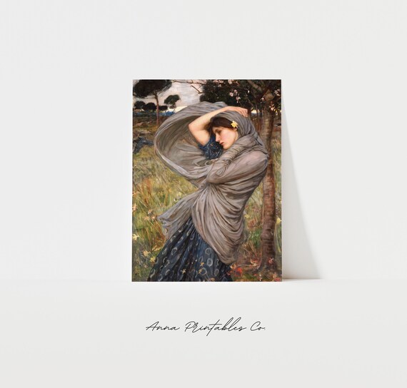 John Waterhouse Boreas North Wind Woman Flowing Shawl Painting Poster