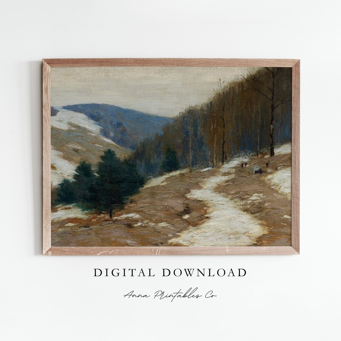 Melting Snow Forest Trail Late Winter Landscape Oil Painting Poster