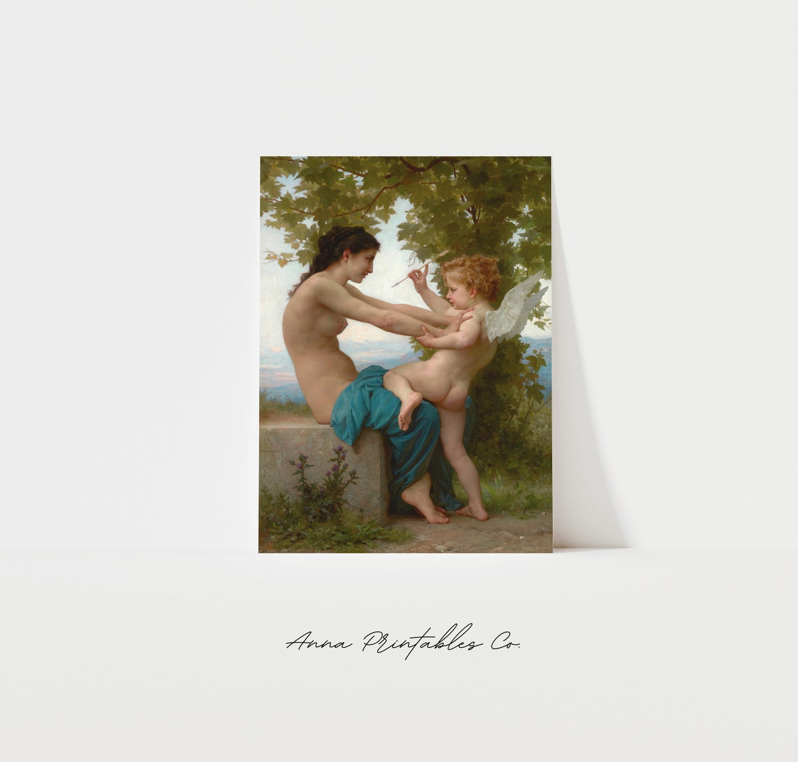Bouguereau Young Woman Defending Herself Against Eros Classical Poster
