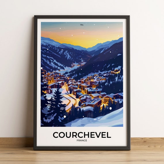 Courchevel Poster Courchevel Travel Poster Courchevel Art Print Courchevel Vintage Travel Poster Courchevel Customizable Gift