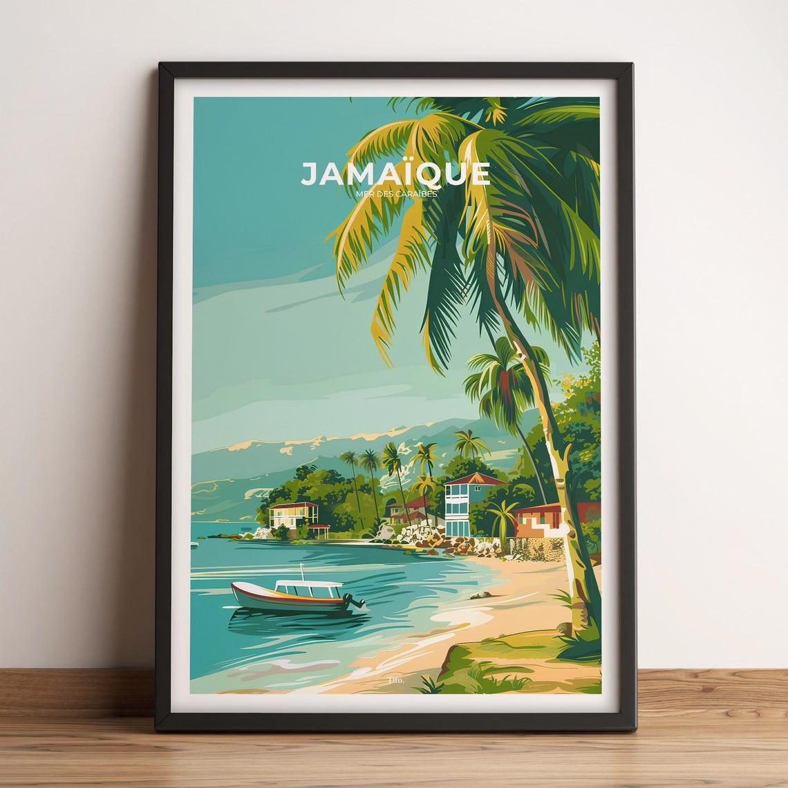 Jamaica Caribbean Tropical Beach Cove Boat Travel Poster Decor