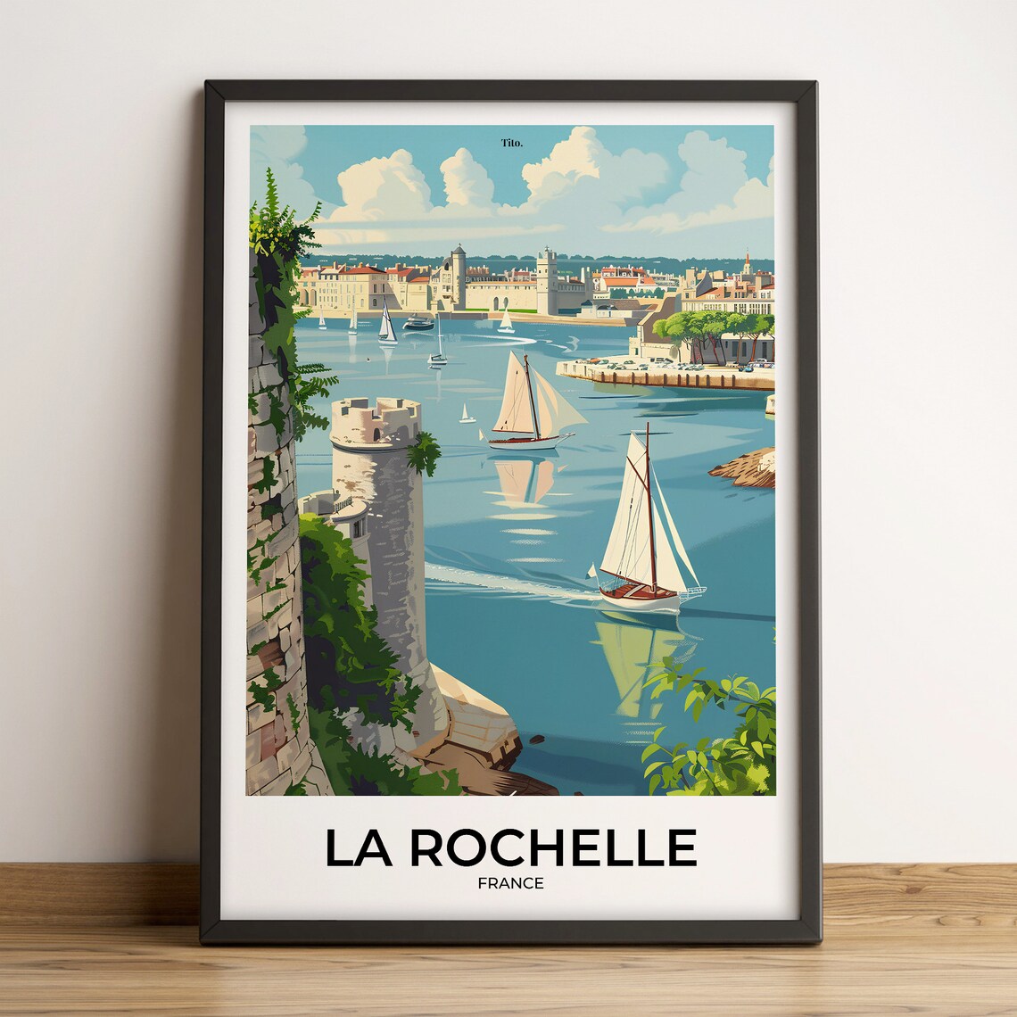 La Rochelle France Old Harbor Sailboat Vintage Travel Poster
