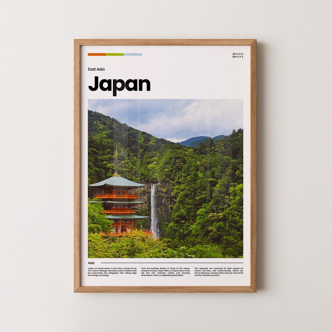 Japan Nachi Falls Red Pagoda Forest Waterfall Photography Poster