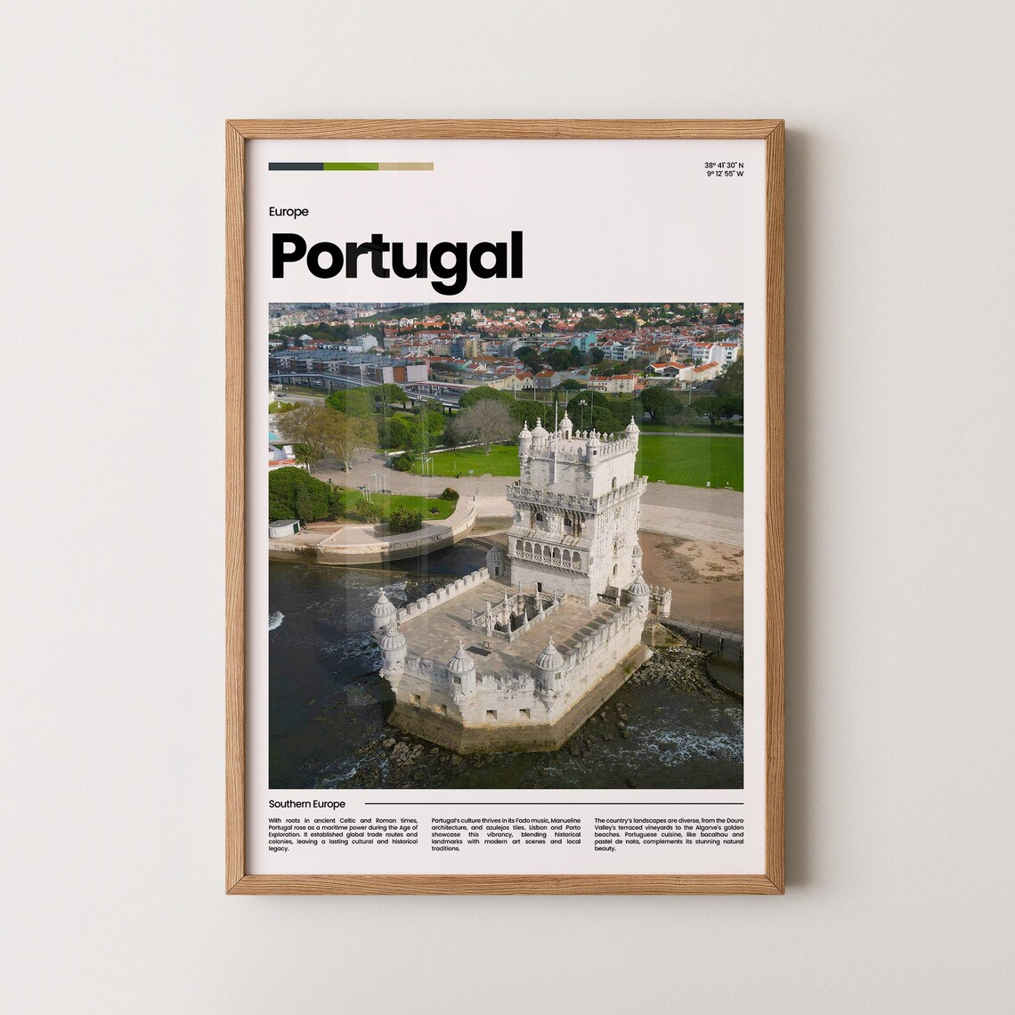 Portugal Lisbon Belém Tower Riverside Aerial Photography Travel Poster
