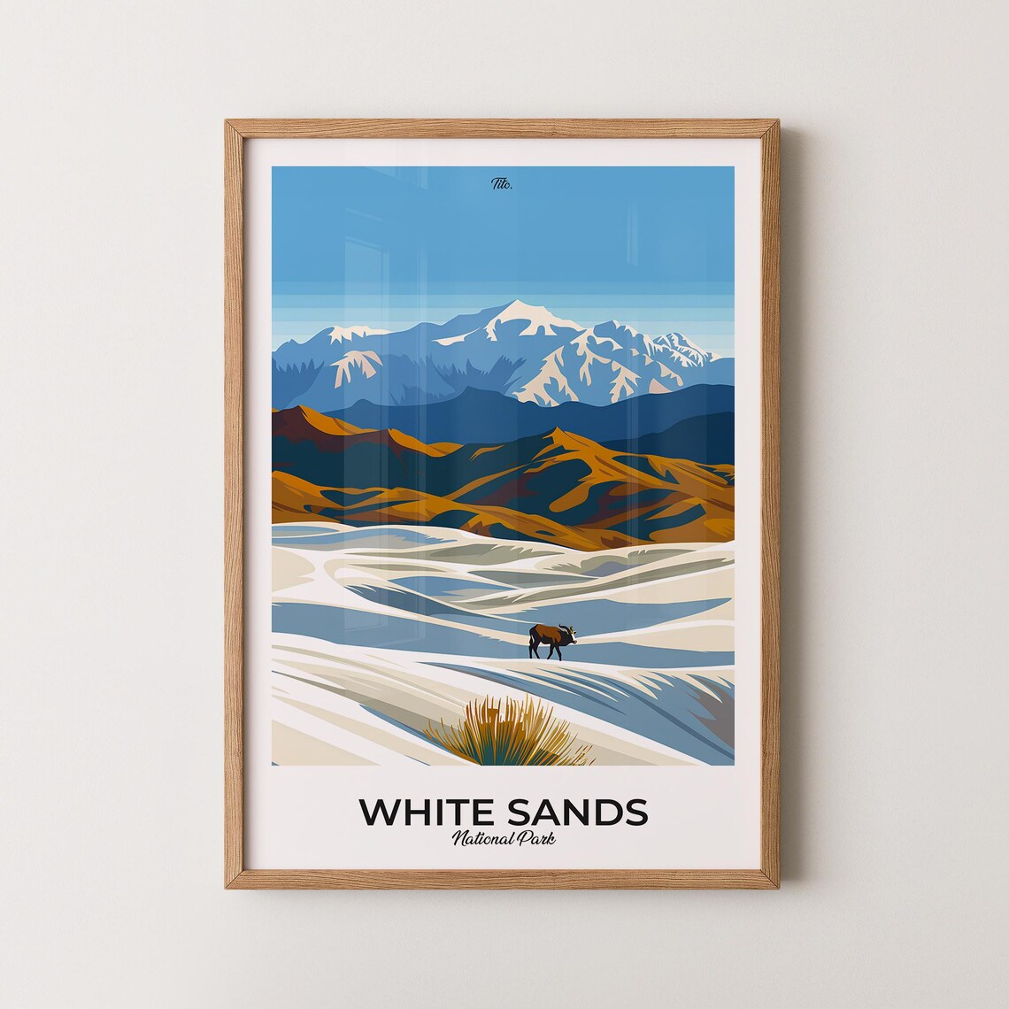 White Sands National Park Desert Dunes Sheep Scenic Travel Poster