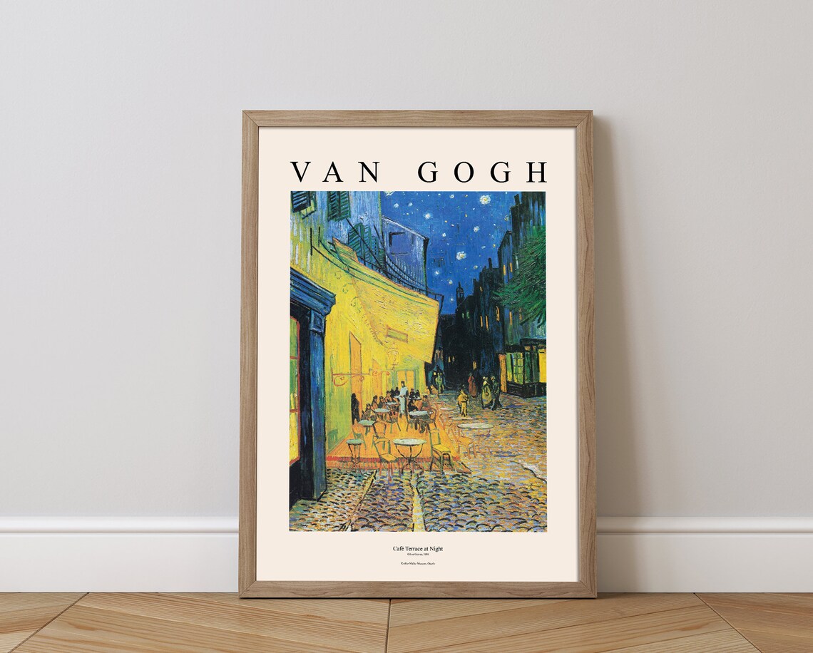 Van Gogh Cafe Terrace At Night Starry Sky Famous Painting Art Poster - Image 2