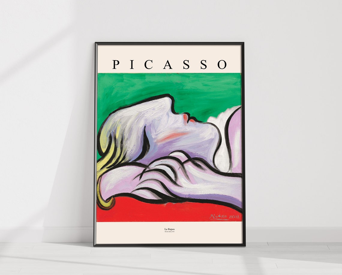 Picasso Le Repos Sleeping Woman Bold Color Portrait Art Poster - Image 4