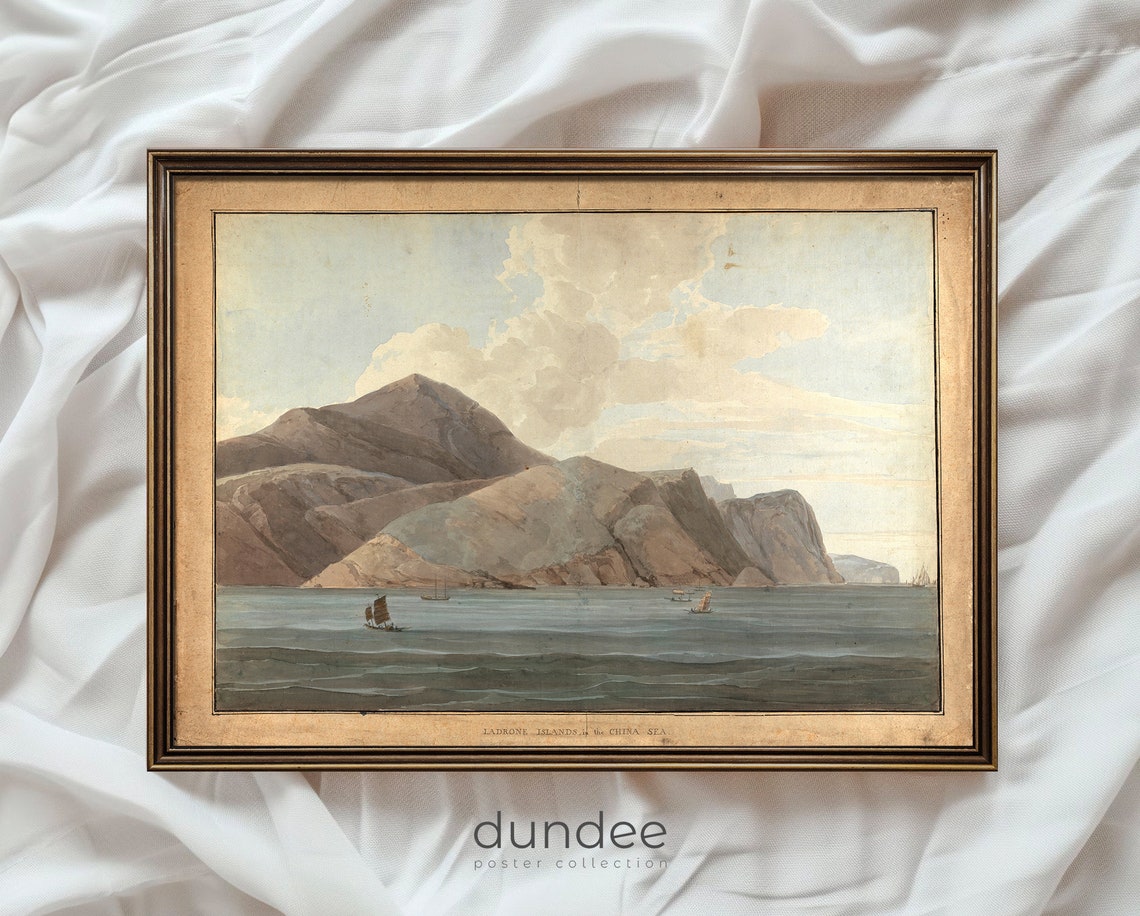Ladrone Islands China Sea Antique Engraving Vintage Map Poster