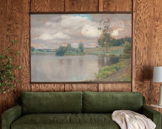 Vintage Lake Art Lake At Appledale Tapestry Vintage Wall Art Living Room Vintage Scenic Wall Decor Large Vintage Art 203