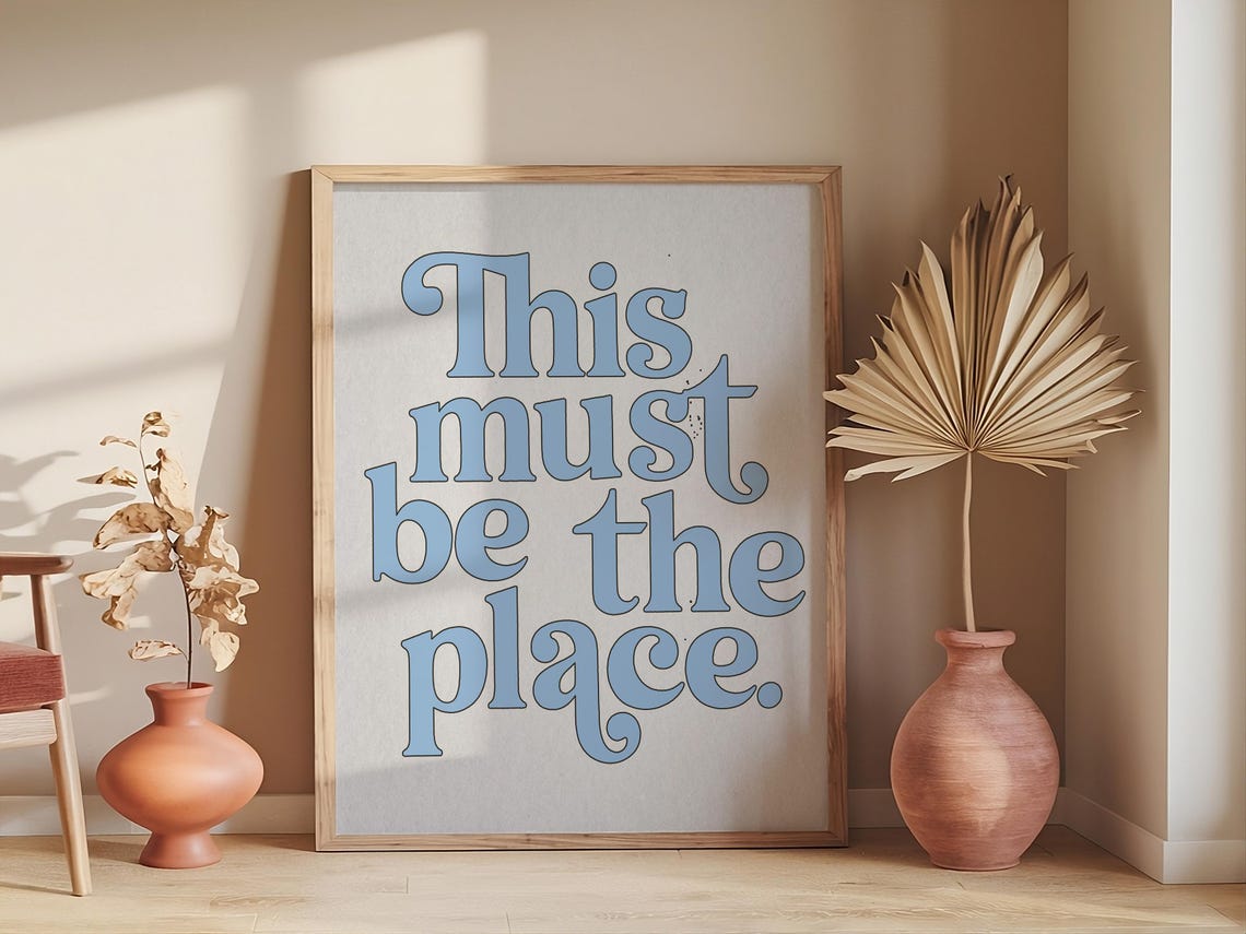 This Must Be The Place Vintage Orange Retro Typography Wall Art - Image 3