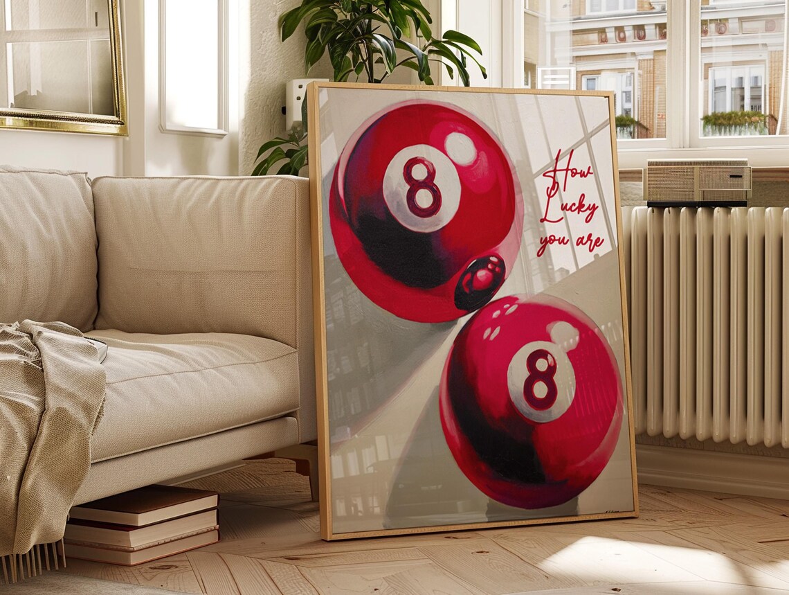 Personalized Lucky Me 8 Ball Retro Poster - Image 2