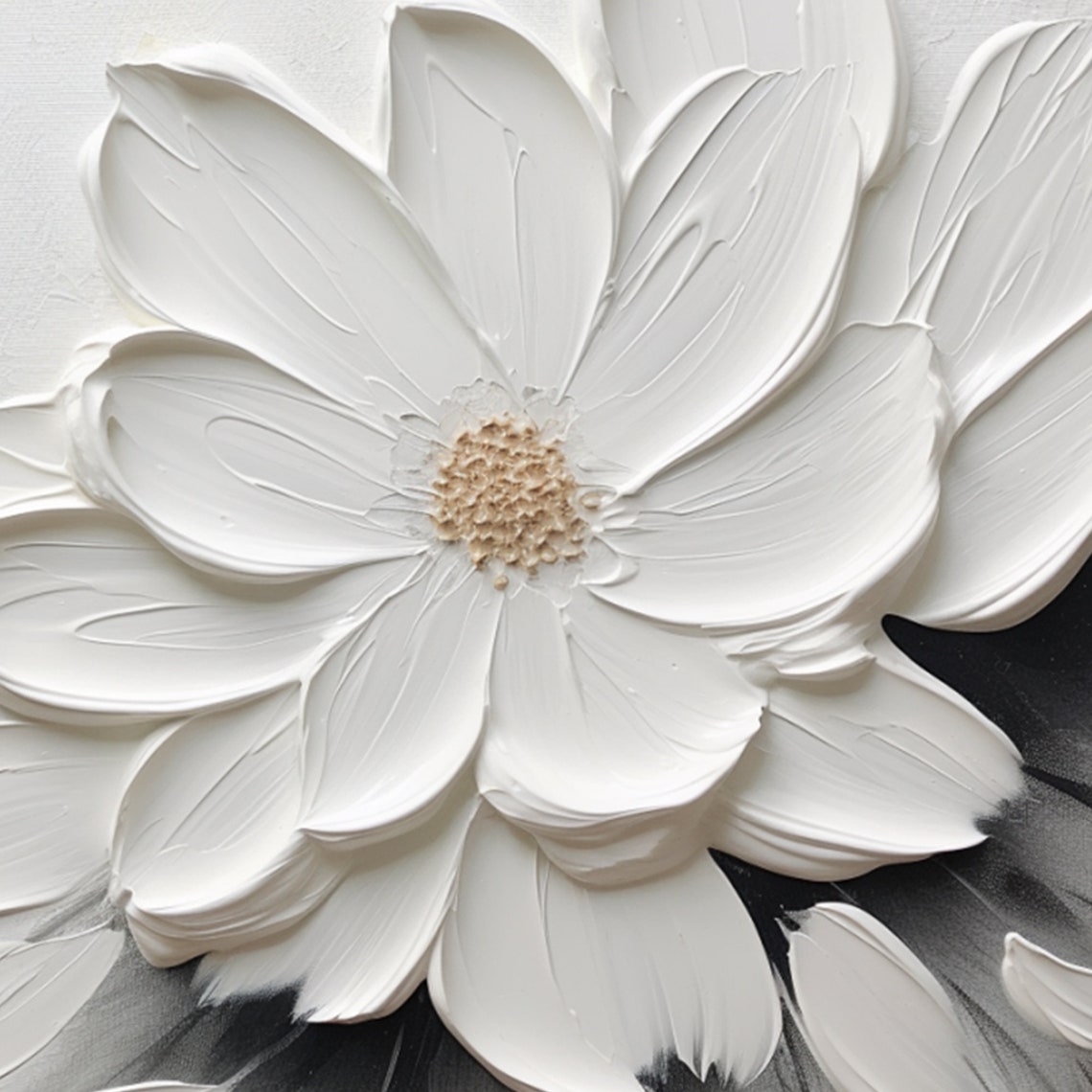 White Flower Textured On Black And White Contrast Floral Poster - Image 2