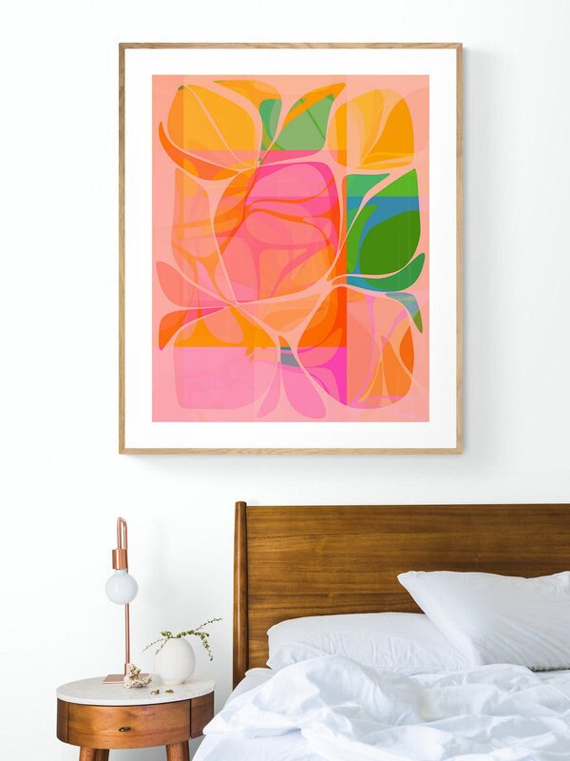 Abstract Citrus Art Print, Retro Boho Summer