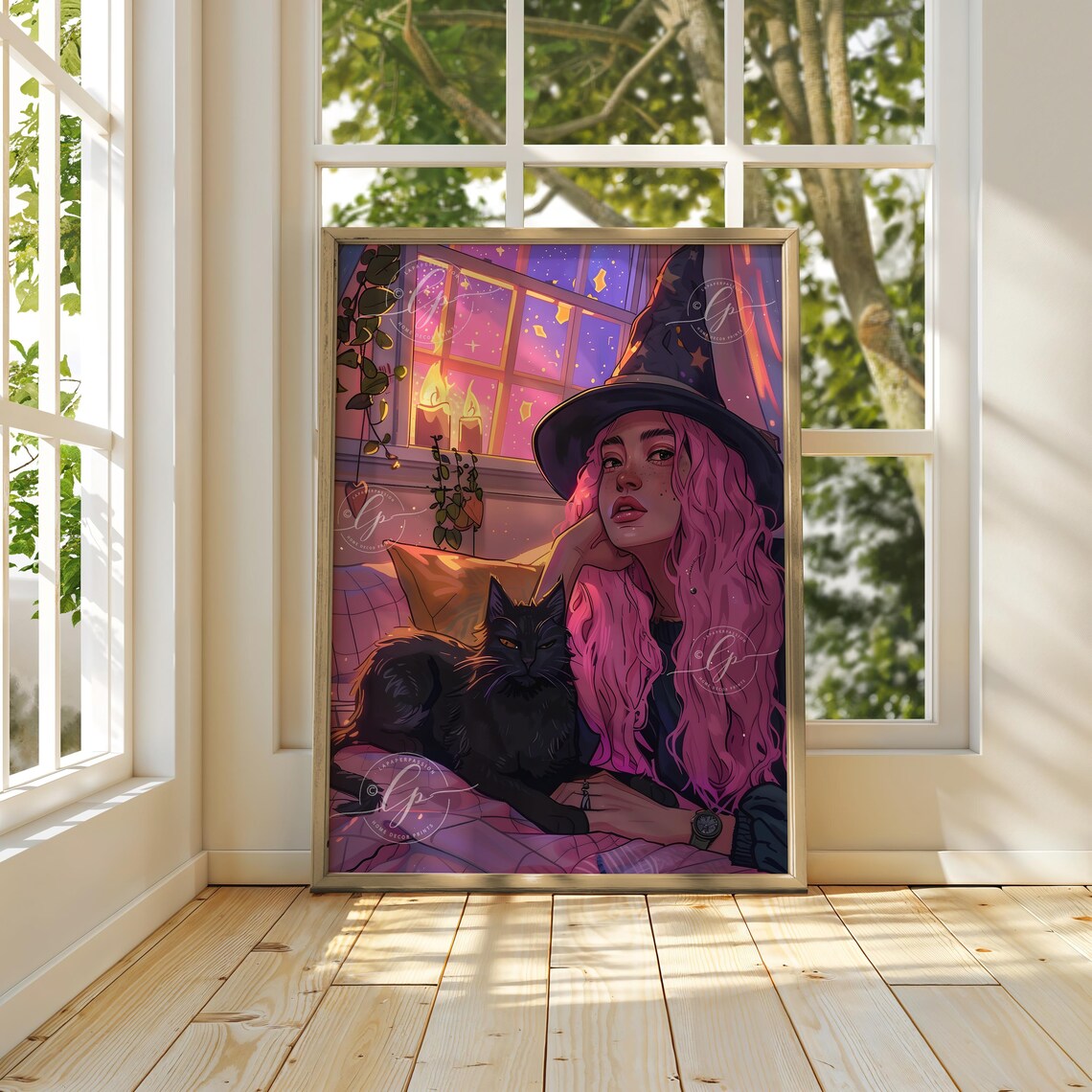 Pink Witch Poster, Modern Halloween Decor - Image 4