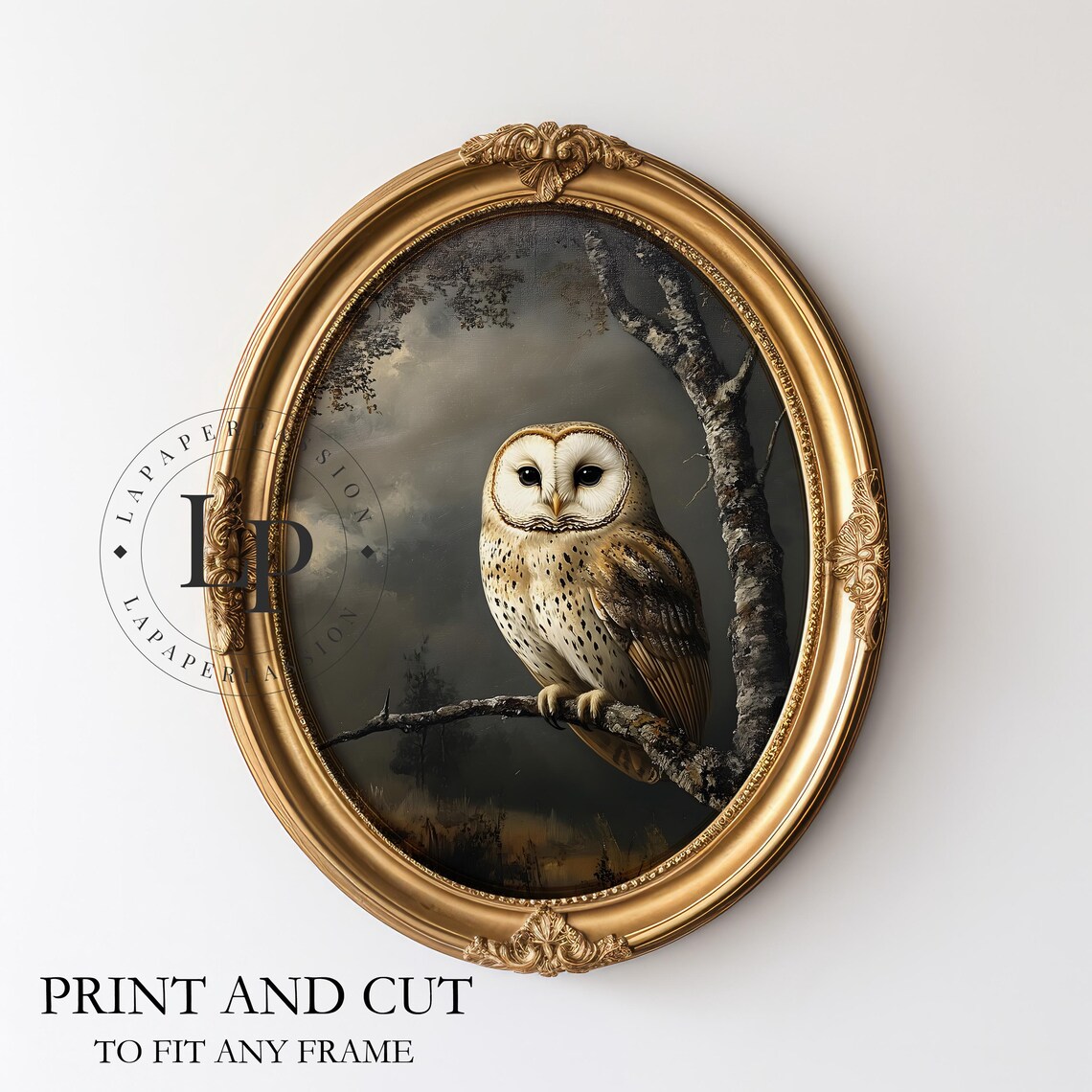 Vintage Owl Oil Painting, Antique Dark Academia - Image 5