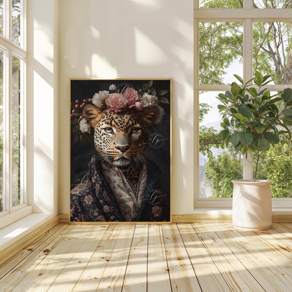 Leopard Print Maximalist Decor, Funky Animal Portrait - Image 5