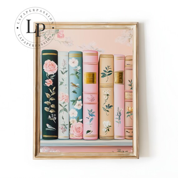 Pastel Stack Of Books, Reading Nook Art Print