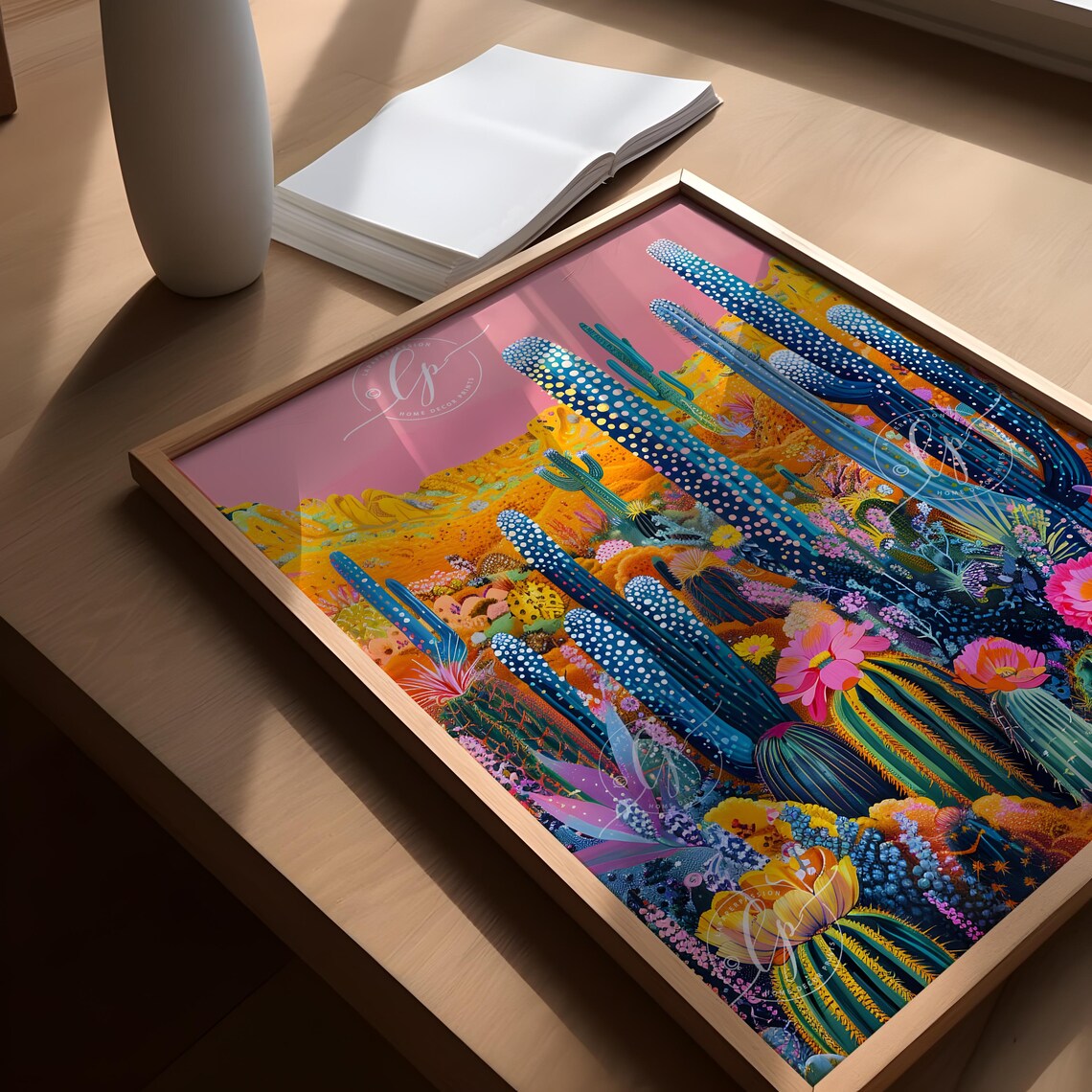 Desert Cactus Abstract, Maximalist Bedroom Decor - Image 4