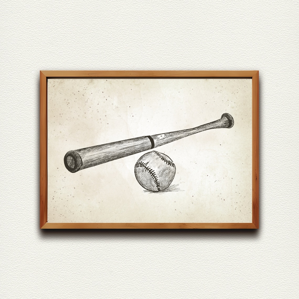 Vintage Baseball Bat Sketch Nursery Art Print - Image 2