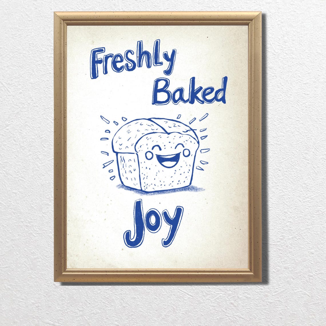 Freshly Baked Joy Happy Smiling Bread Loaf Kitchen Quote Poster - Image 3