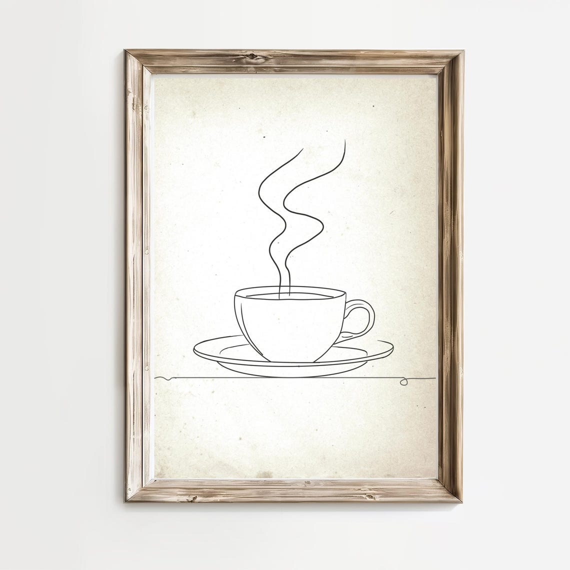 Minimalist Line Art Steaming Coffee Cup Kitchen Decor Poster