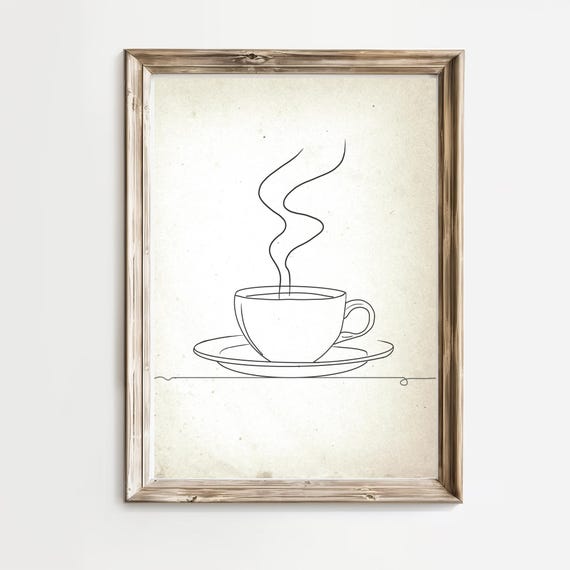 Kitchen Wall Art Line Drawing Kitchen Prints Coffee Print Kitchen Decor Line Art Food Drink Print Dining Room Wall Decor