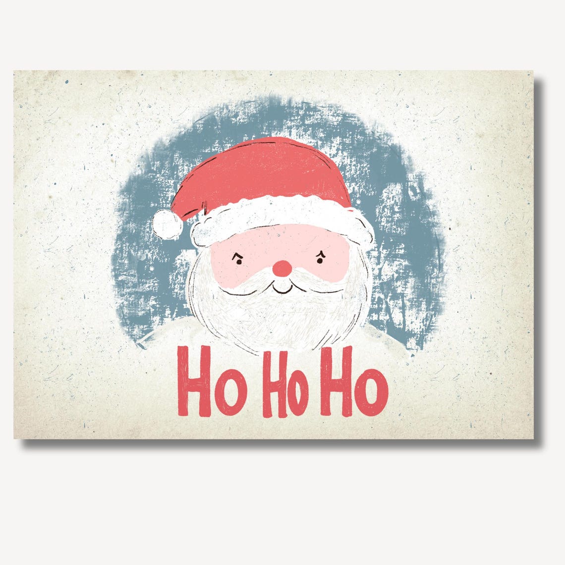 Whimsical Smiling Santa Face Ho Ho Ho Nursery Christmas Wall Art - Image 2