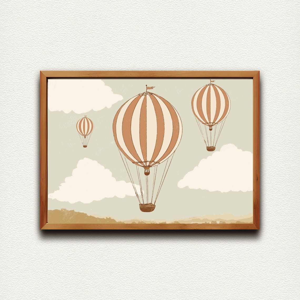 Vintage Hot Air Balloon Sepia Sketch Nursery Baby Room Poster - Image 3