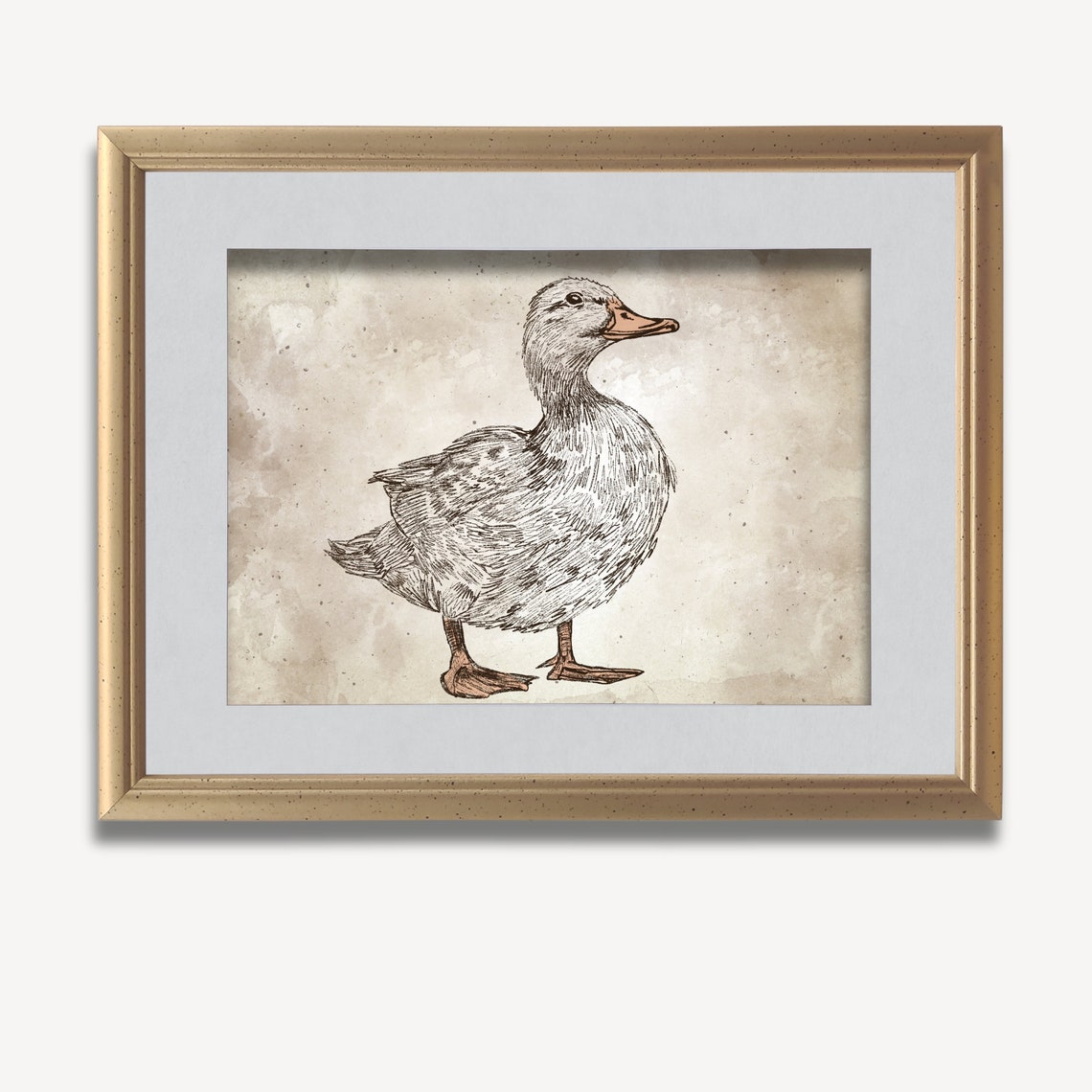 Vintage Walking Duck Ink Sketch Farmhouse Nursery Decor Poster - Image 4