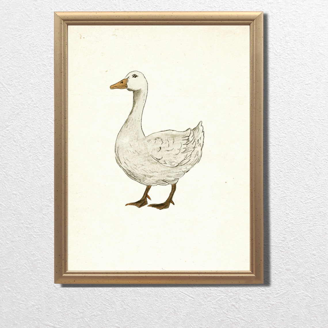 White Goose Rustic Country Sketch Neutral Farmhouse Art Print - Image 2