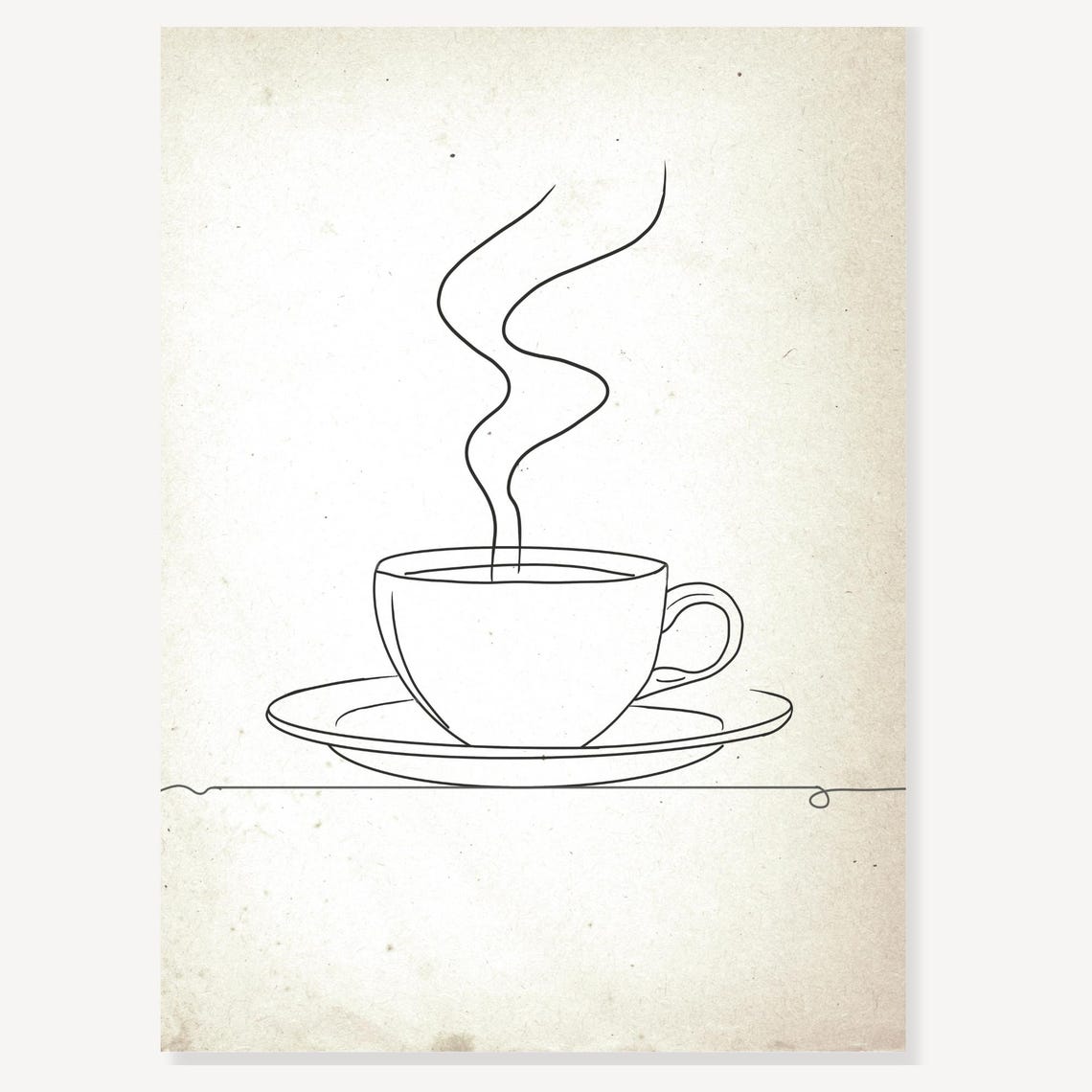 Minimalist Line Art Steaming Coffee Cup Kitchen Decor Poster - Image 2
