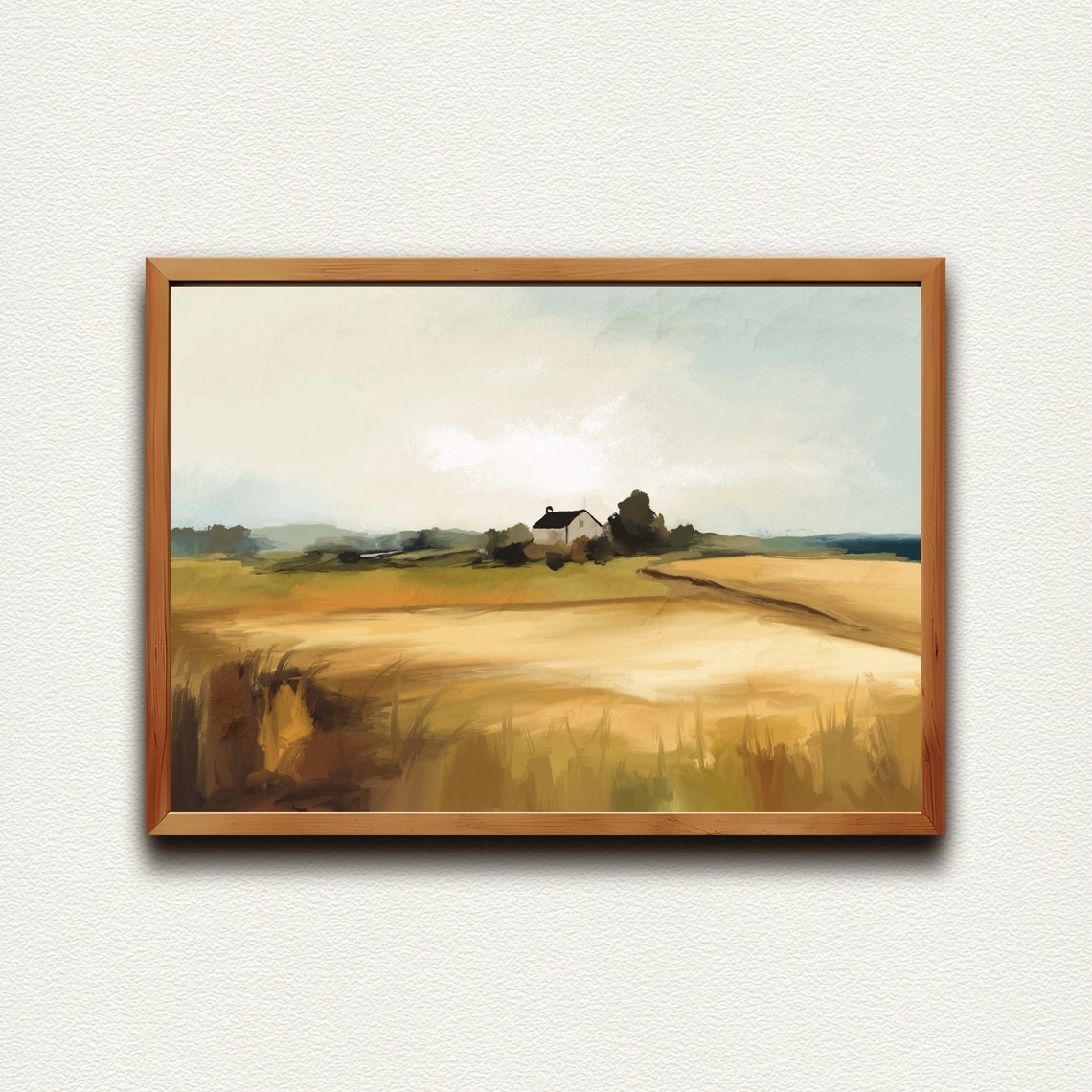 Sunlit Wheat Field Farmhouse Peaceful Country Landscape Art Poster - Image 4